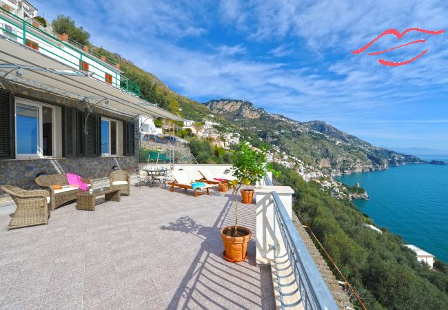 Ferienhaus in Praiano - Casa La Ulivella - Große Terrasse mit Meerblick