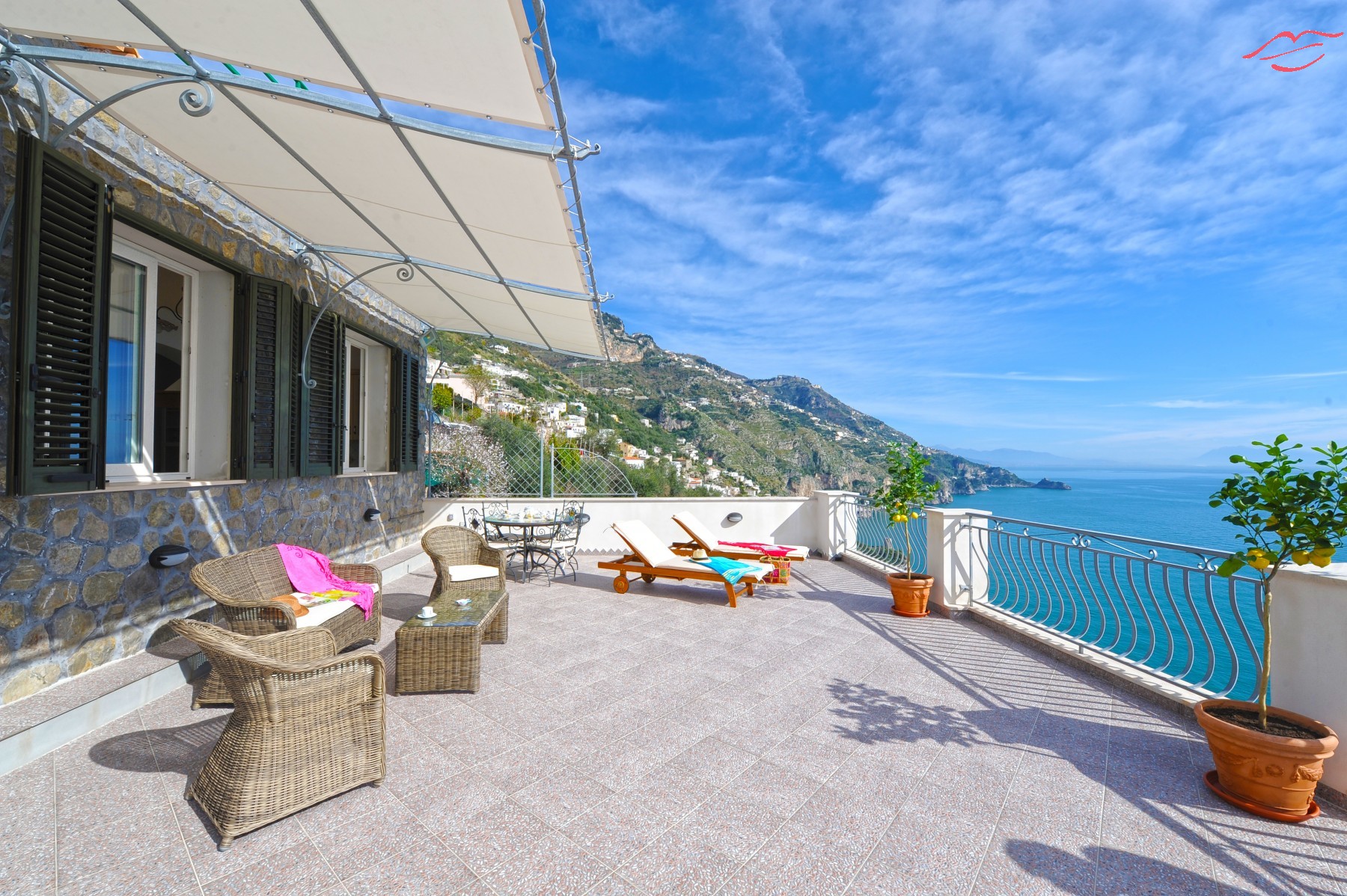 Casa en Praiano - Casa La Ulivella - Amplia terraza con vistas al mar