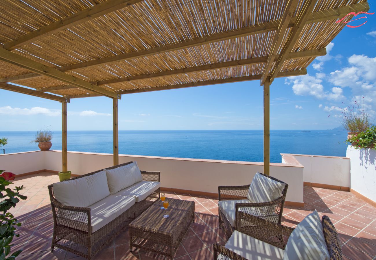 Casa en Praiano - Casa Sunset - Terraza panorámica con vistas a Positano y Capri